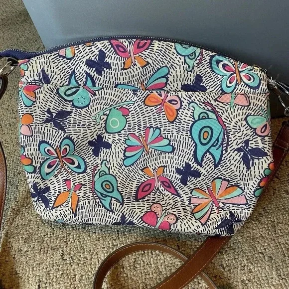 Lily Bloom Purse Crossbody Bag Night Flight Butterfly Zipper Multiple Pockets - Picture 5 of 10